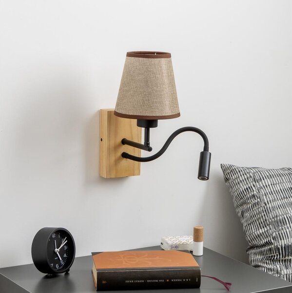 Brilagi - LED Nástenná lampa NUBILA WOOD 1xE27/25W/230V + LED/3W dub/hnedá