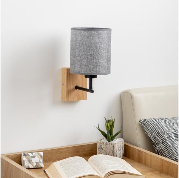 Brilagi - Nástenná lampa NUBILA WOOD 1xE27/25W/230V dub/šedá