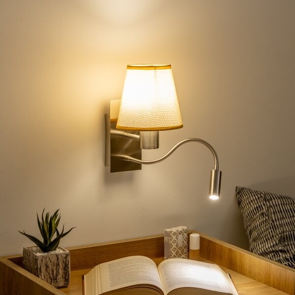 Brilagi - LED Nástenná lampa NUBILA 1xE27/25W/230V+LED/3W chróm/svetlohnedá