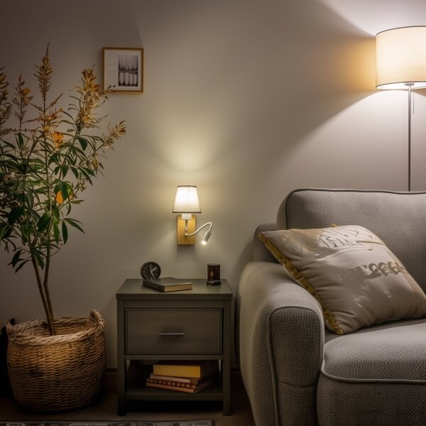 Brilagi - LED Nástenná lampa NUBILA WOOD 1xE27/25W/230V + LED/3W dub/šedá