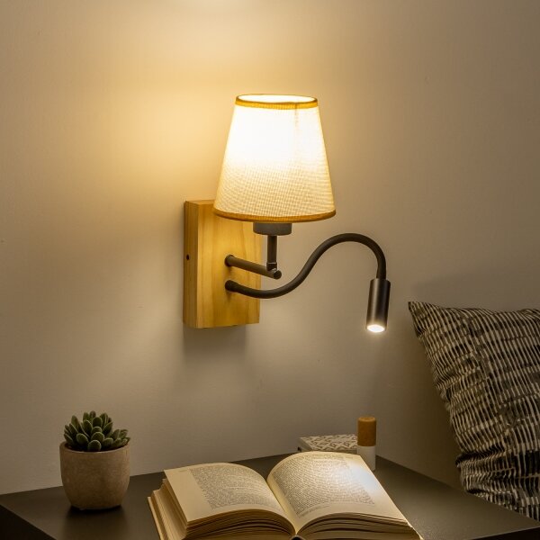 Brilagi - LED Nástenná lampa NUBILA WOOD 1xE27/25W/230V +LED/3W dub/svetlohnedá