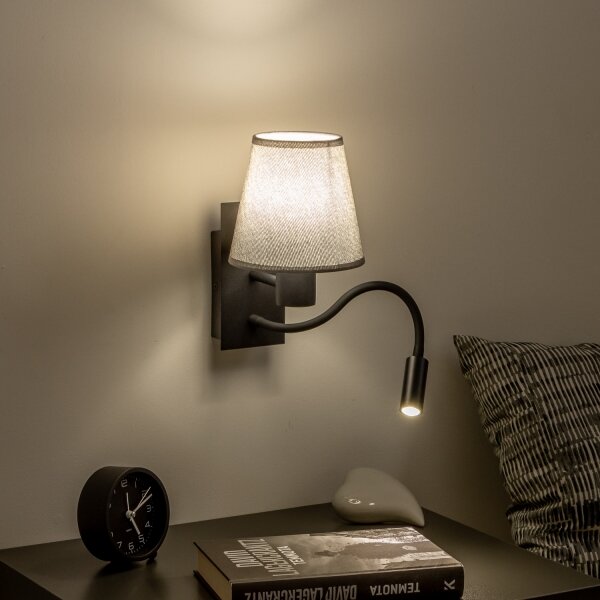 Brilagi - LED Nástenná lampa NUBILA 1xE27/25W/230V + LED/3W čierna/šedá