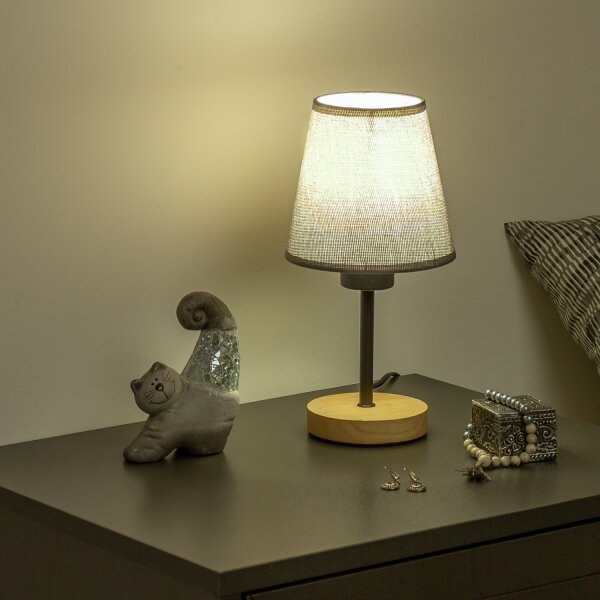 Brilagi - Stolná lampa NUBILA WOOD 1xE27/25W/230V dub/šedá