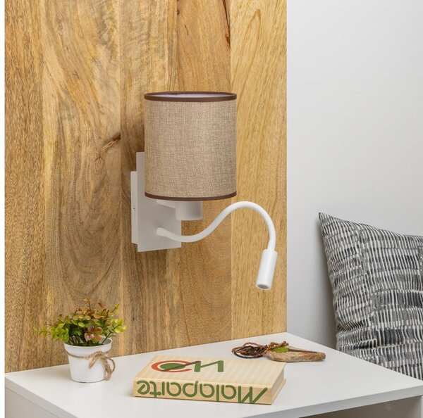 Brilagi - LED Nástenná lampa NUBILA 1xE27/25W/230V + LED/3W biela/hnedá