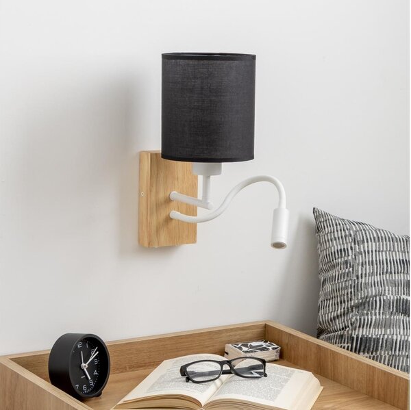 Brilagi - LED Nástenná lampa NUBILA WOOD 1xE27/25W/230V + LED/3W dub/čierna