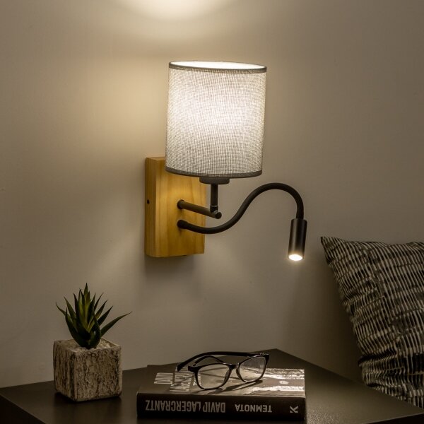 Brilagi - LED Nástenná lampa NUBILA WOOD 1xE27/25W/230V + LED/3W dub/šedá