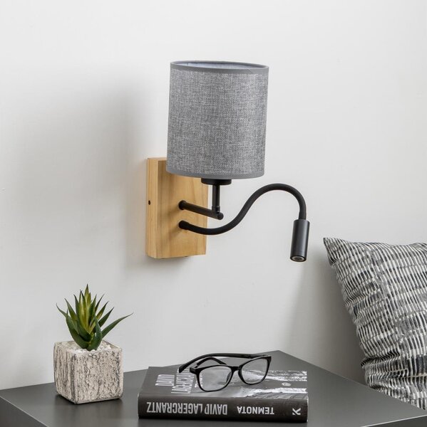 Brilagi - LED Nástenná lampa NUBILA WOOD 1xE27/25W/230V + LED/3W dub/šedá
