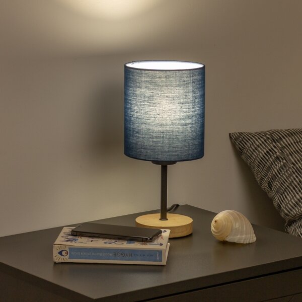 Brilagi - Stolná lampa NUBILA WOOD 1xE27/25W/230V dub/tmavomodrá