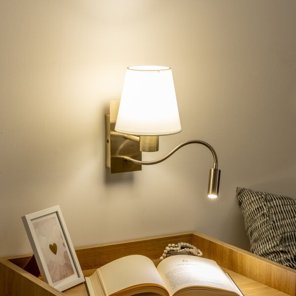 Brilagi - LED Nástenná lampa NUBILA 1xE27/25W/230V + LED/3W mosadz/biela