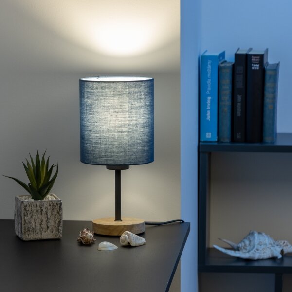 Brilagi - Stolná lampa NUBILA WOOD 1xE27/25W/230V dub/tmavomodrá