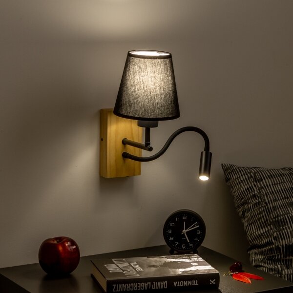 Brilagi - LED Nástenná lampa NUBILA WOOD 1xE27/25W/230V + LED/3W dub/čierna