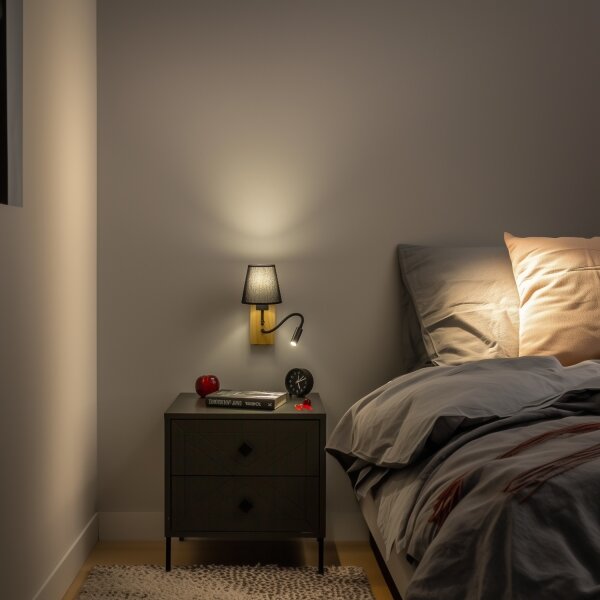Brilagi - LED Nástenná lampa NUBILA WOOD 1xE27/25W/230V + LED/3W dub/čierna