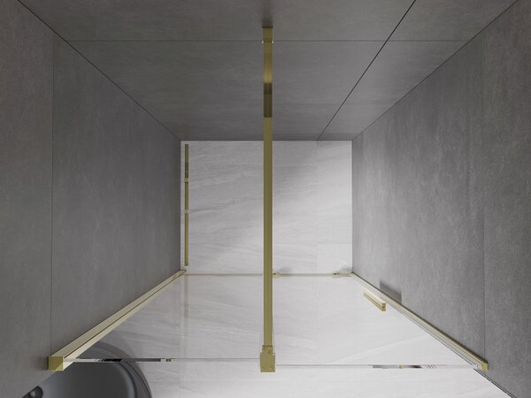 Mexen Velar, posuvné dvere do otvoru 90x200 cm, 8mm číre sklo, zlatá lesklá, 871-090-000-01-50
