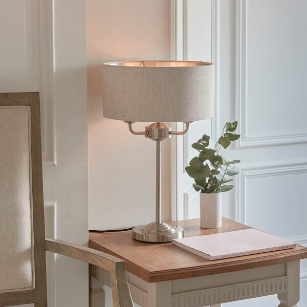 Endon 94369 - Stolná lampa HIGHCLERE 3xE14/18W/230V béžová/matný chróm