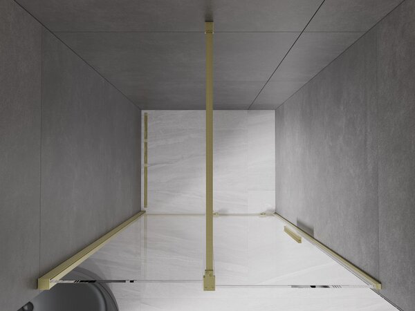 Mexen Velar, posuvné dvere do otvoru 90x200 cm, 8mm číre sklo, zlatá matná, 871-090-000-01-55