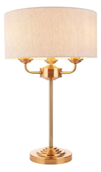 Endon 110721 - Stolná lampa HIGHCLERE 3xE14/18W/230V béžová/mosadz