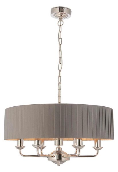 Endon 94397 - Luster na reťazi HIGHCLERE 6xE14/40W/230V šedá/lesklý chróm