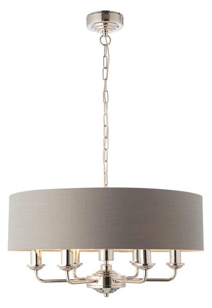 Endon 94373 - Luster na reťazi HIGHCLERE 6xE14/40W/230V šedá/lesklý chróm