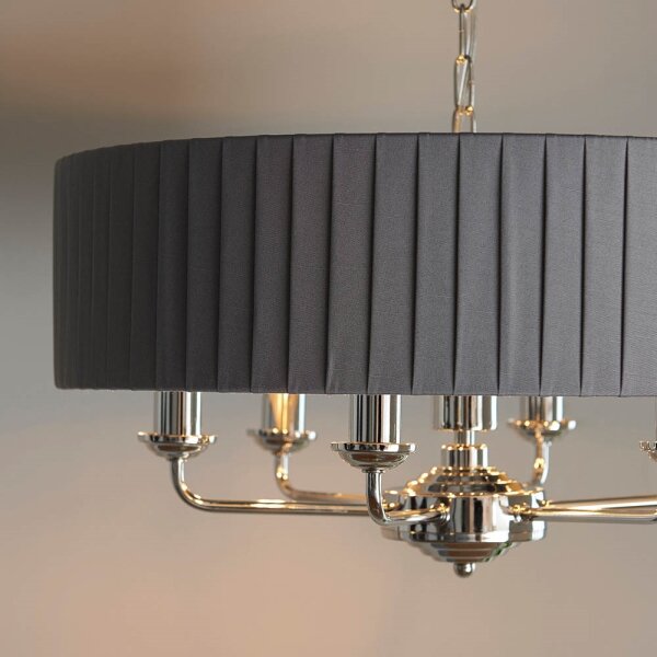 Endon 94397 - Luster na reťazi HIGHCLERE 6xE14/40W/230V šedá/lesklý chróm
