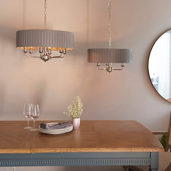 Endon 94397 - Luster na reťazi HIGHCLERE 6xE14/40W/230V šedá/lesklý chróm