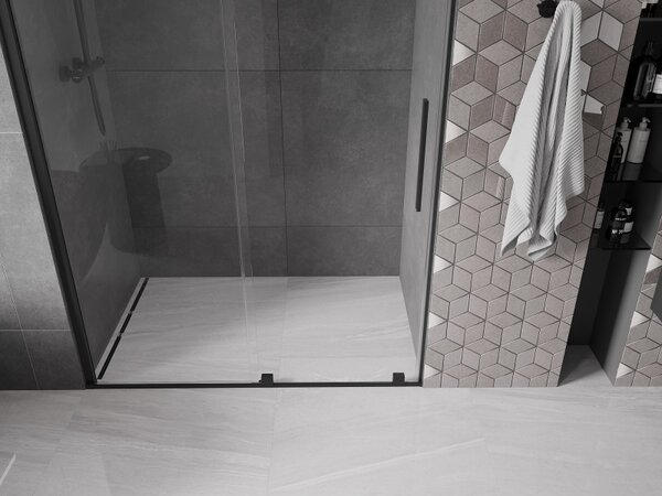 Mexen Velar, posuvné dvere do otvoru 130x200 cm, 8mm číre sklo, čierna matná, 871-130-000-01-70