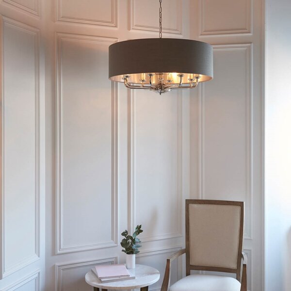 Endon 94373 - Luster na reťazi HIGHCLERE 6xE14/40W/230V šedá/lesklý chróm