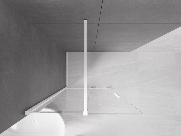 Mexen Velar, posuvné dvere do otvoru typ Walk-In 75 cm, 8mm číre sklo, biela, 871-075-000-03-20