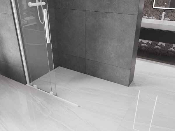 Mexen Velar, posuvné dvere do otvoru typ Walk-In 75 cm, 8mm číre sklo, biela, 871-075-000-03-20
