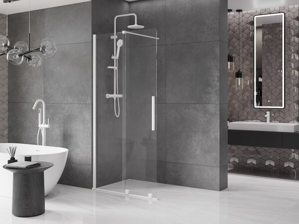 Mexen Velar, posuvné dvere do otvoru typ Walk-In 75 cm, 8mm číre sklo, biela, 871-075-000-03-20