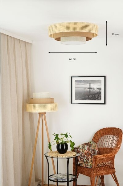 Brilagi - LED stropné svietidlo CEDAR LUNETA LED/26W/230V ratan/hnedá/krémová