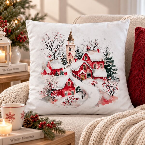 Sendia Textil Dekoračný vankúš VIANOČNÁ DEDINKA 45 × 45 cm