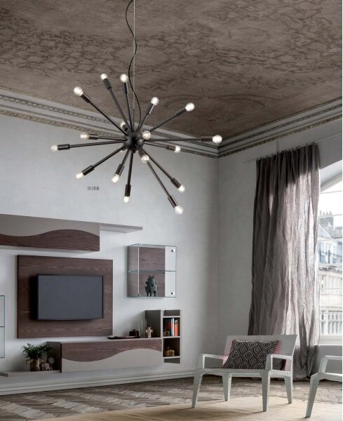 Redo 01-2936 - Luster na lanku STELLAR 18xE14/25W/230V čierna