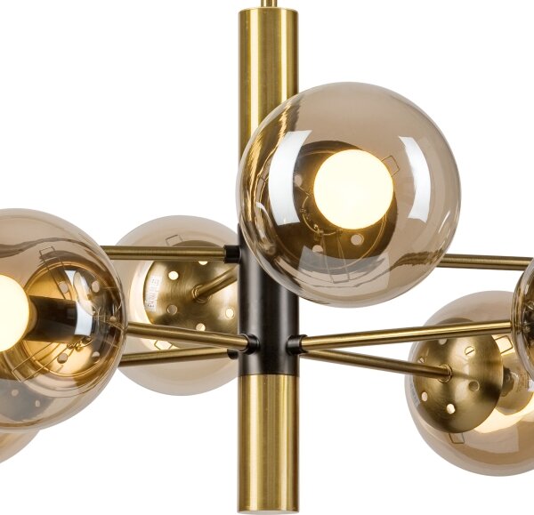 Luster na tyči ROLLO 8xE14/5W/230V zlatá/dymová béžová
