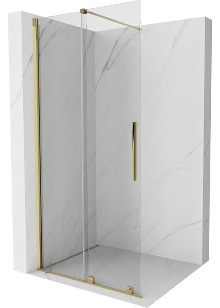 Mexen Velar, posuvné dvere do otvoru typ Walk-In 80 cm, 8mm číre sklo, zlatá lesklá, 871-080-000-03-50