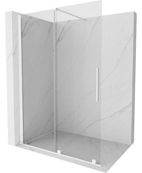 Mexen Velar, posuvné dvere do otvoru typ Walk-In 140 cm, 8mm číre sklo, biela, 871-140-000-03-20