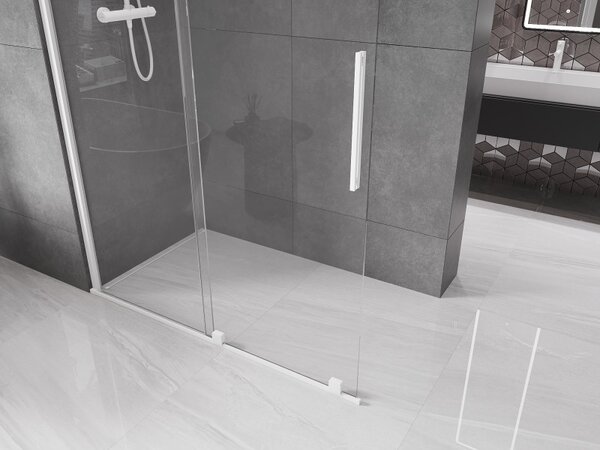Mexen Velar, posuvné dvere do otvoru typ Walk-In 140 cm, 8mm číre sklo, biela, 871-140-000-03-20