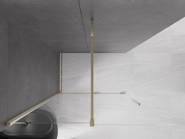 Mexen Velar, posuvné dvere do otvoru typ Walk-In 130 cm, 8mm číre sklo, zlatá lesklá, 871-130-000-03-50