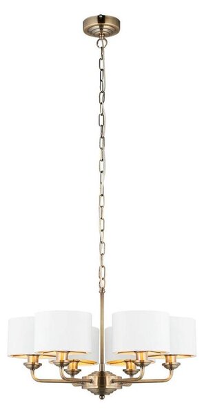 Endon 98936 - Luster na reťazi HIGHCLERE 6xE14/28W/230V biela/mosadz