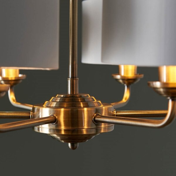 Endon 98936 - Luster na reťazi HIGHCLERE 6xE14/28W/230V biela/mosadz