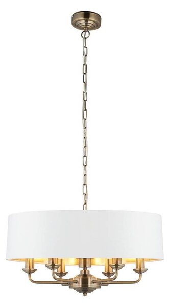 Endon 98933 - Luster na reťazi HIGHCLERE 6xE14/40W/230V biela/mosadz