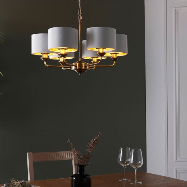 Endon 98936 - Luster na reťazi HIGHCLERE 6xE14/28W/230V biela/mosadz
