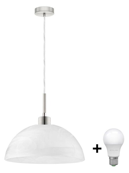 LED luster na lanku 1xE27/60W/230V biely/číry