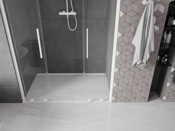 Mexen Velar Duo, posuvné dvere do otvoru 160x200 cm, 8mm číre sklo, biela, 871-160-000-02-20