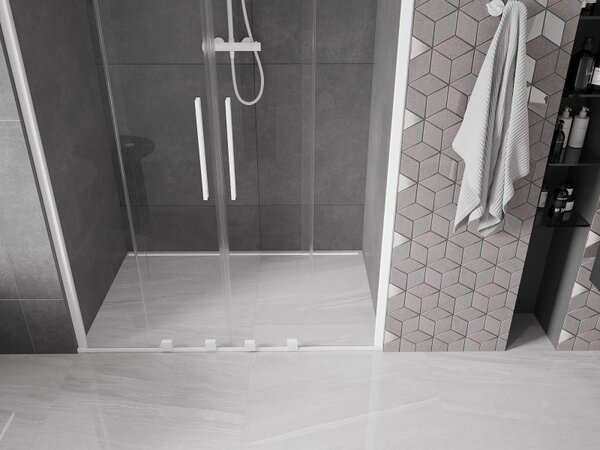 Mexen Velar Duo, posuvné dvere do otvoru 160x200 cm, 8mm číre sklo, biela, 871-160-000-02-20