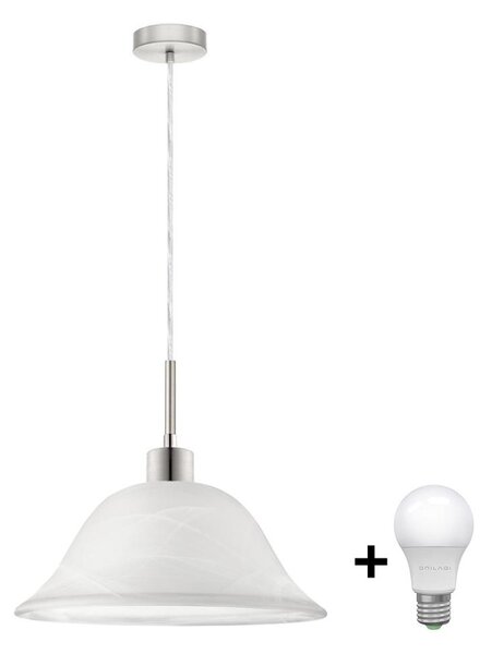 LED luster na lanku 1xE27/60W/230V biely/číry