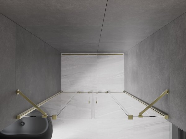 Mexen Velar Duo, posuvné dvere do otvoru 160x200 cm, 8mm číre sklo, zlatá lesklá, 871-160-000-02-50