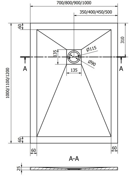 Mexen Stone+ kompozitná obdĺžniková sprchová vanička 120 x 100 cm, biela, biely kryt - 44101012-W