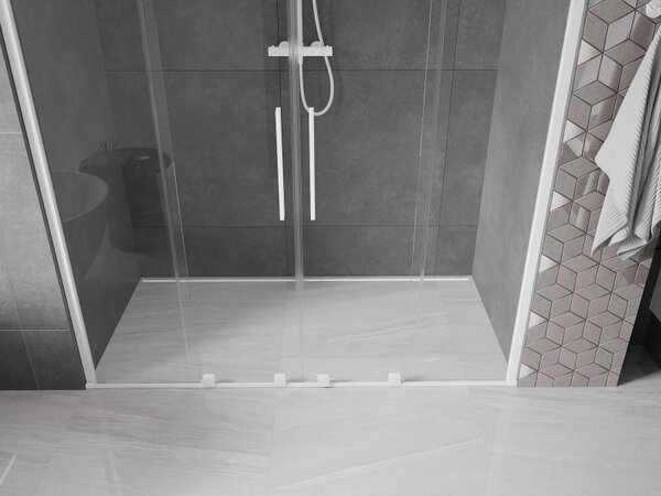 Mexen Velar Duo, posuvné dvere do otvoru 170x200 cm, 8mm číre sklo, biela, 871-170-000-02-20