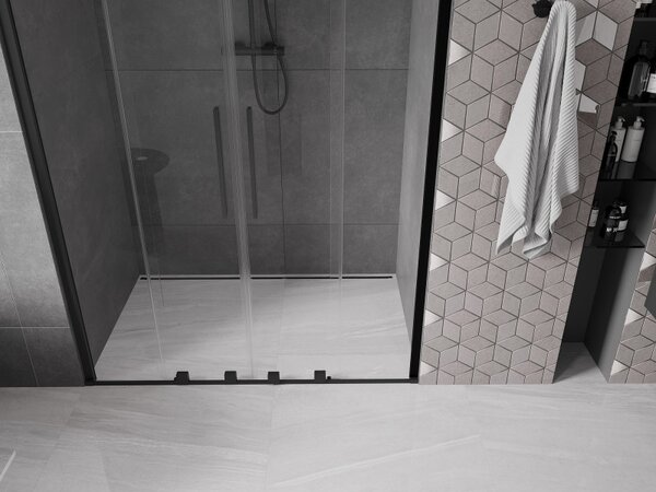 Mexen Velar Duo, posuvné dvere do otvoru 150x200 cm, 8mm číre sklo, čierna matná, 871-150-000-02-70
