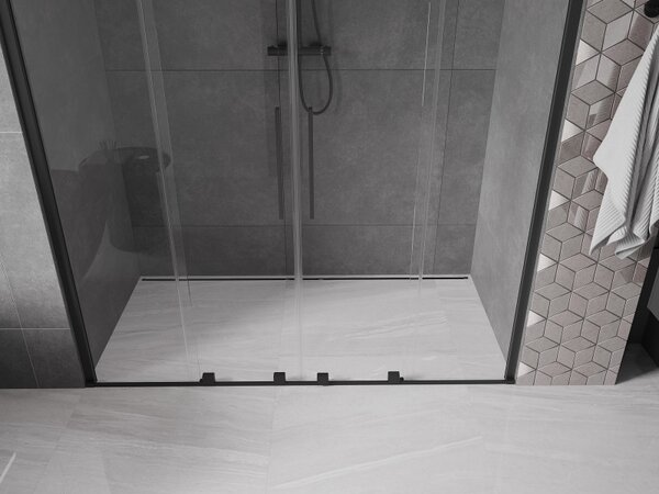 Mexen Velar Duo, posuvné dvere do otvoru 170x200 cm, 8mm číre sklo, čierna matná, 871-170-000-02-70